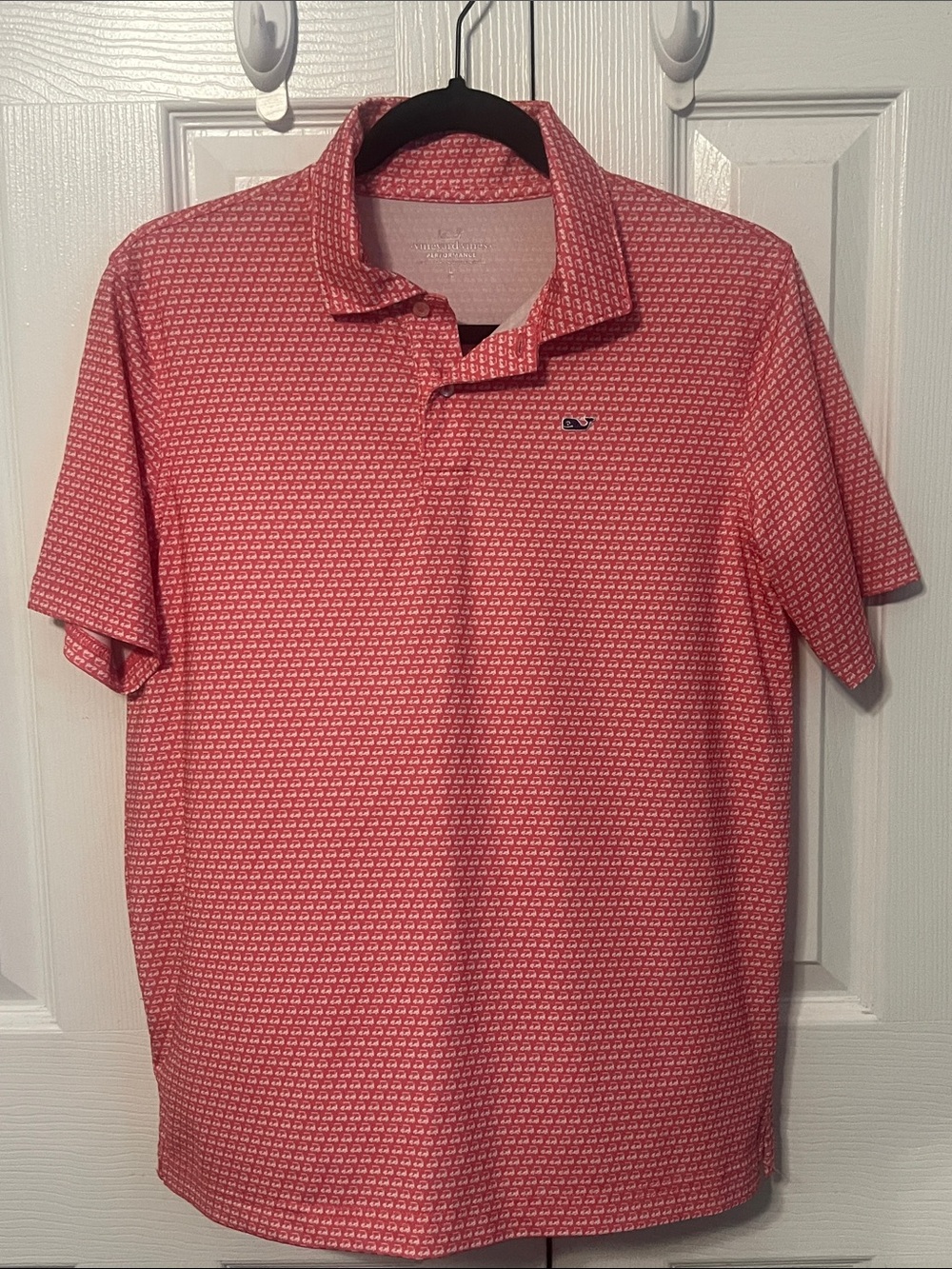 EUC Youth Vineyard Vines All Over Golf Cart Print Pink Polo Size Large
